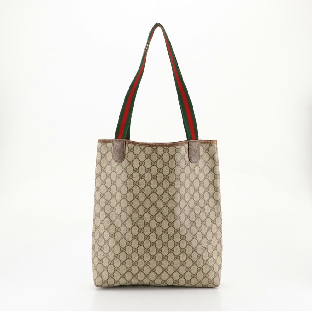 Gucci Cream and Brown Monogram Tote - Picture 4 of 10